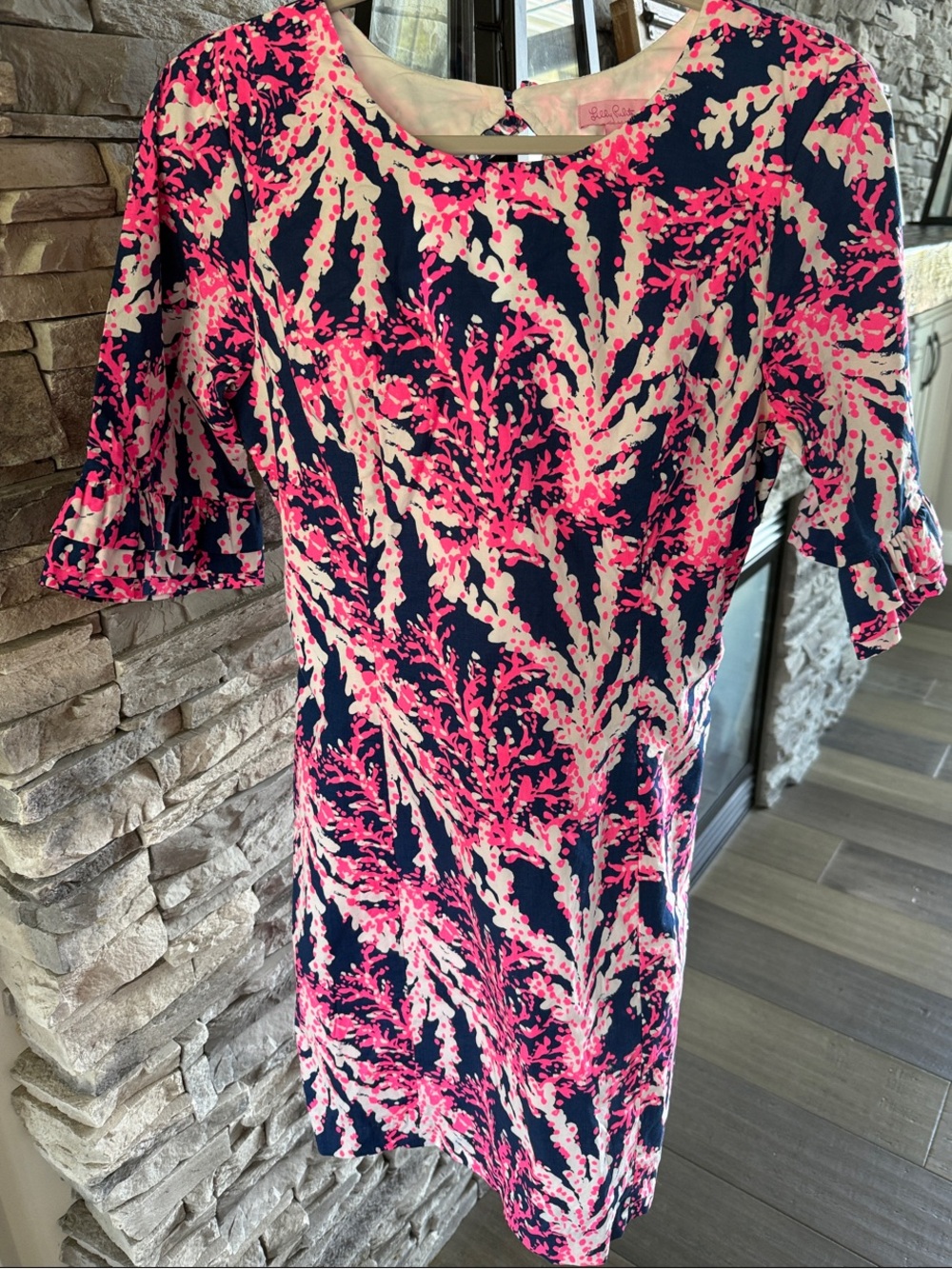 Lilly Pulitzer Navy Pink White Coral-Print Mini Dress